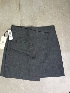 Babaton Heather Dark Grey Tailored Wool-Blend Skirt